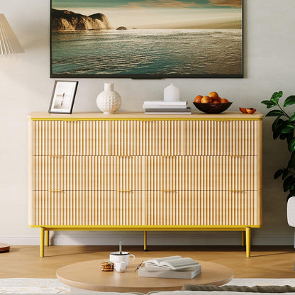 Garvee LED Dresser with Charging Station - Modern 5-Drawer 47" Wide Wooden Chest, Storage Organizer for Bedroom, Nursery, Hallway & Apartments