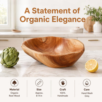 ZENFUN Natural Wood Fruit Bowl 7.8-9.5 Inch, Unique Root Dish Bowl, Fruit Snack Dish for Sandwich Bread Serving, Handmade Serving Bowl for Candy, Vintage Ring Dish, Serving Appetizer Display