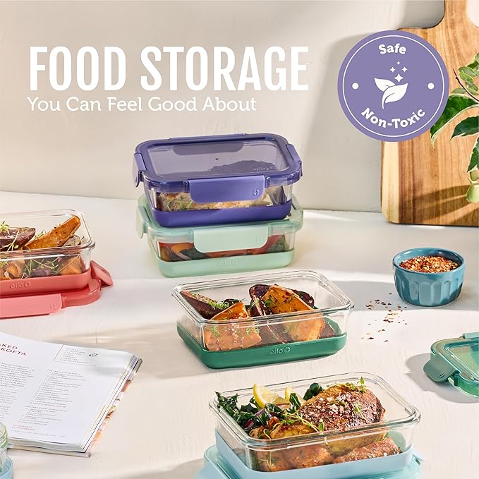 Ello Duraglass Refresh 3.4 Cup Meal Prep Sets 10Pc, 5 Pack Set- Glass Food