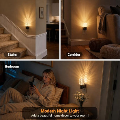 JandCase LED Night Light, Dimmable Night Lights Plug into Wall, Modern Nightlight with Auto On Off Light Sensor, 3000K Soft White Night Light 0-100LM Brightness for Bathroom Hallway Bedroom Decor
