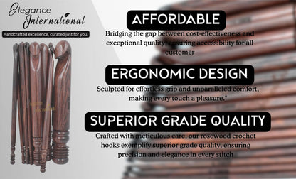 Wooden Crochet Hooks Set of 15-3.5mm to 25mm - Rosewood Crochet Hooks for Arthritic Hands- Crochet Hooks Ergonomic Soft Grip Handle - for Crocheting & Knitting - Christmas Gifts for Her(Set of 15)