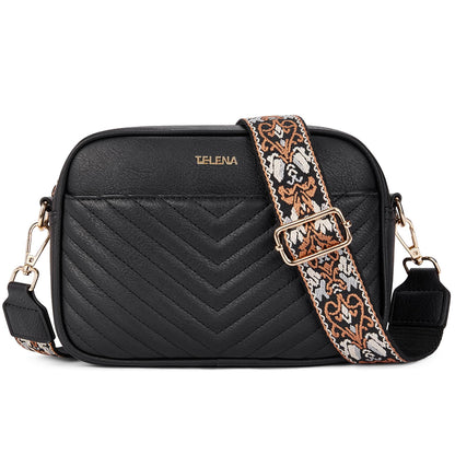 Telena Small Crossbody Bags For Women Vegan Leather Crossbody Purse With Adjustable Wide Strap For Daily Life