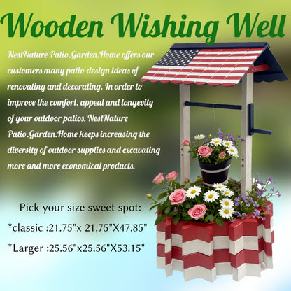 NestNature Wishing Wells for Outside|Wooden Wishing Well Planter for Yard