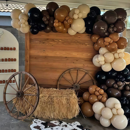 Brown and Black Balloon Garland Arch Kit, Nude Dark Brown Tan Black Gold White Sand Latex Party Balloons for Cowboy Western Wild West First Rodeo Country Farm Baby Shower Birthday Party Decorations