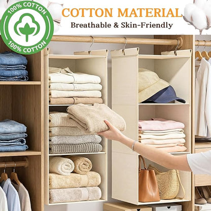 Ofiray-home Hanging Closet Organizer, 3-Tier Breathable Storage Bags