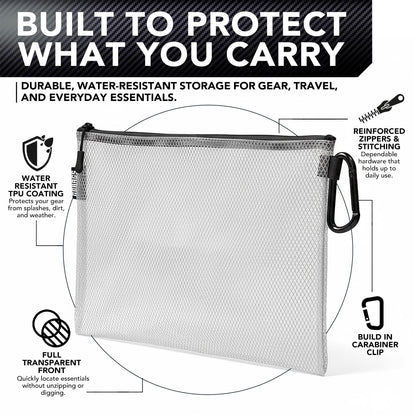 GOBAGS Air Production Multi‑Size Clear Zipper Pouch (4‑Pack) – Cable Organizer & Travel Gear Bag for Electronics, Camera Accessories, Tool Pouch & Small Tech Storage