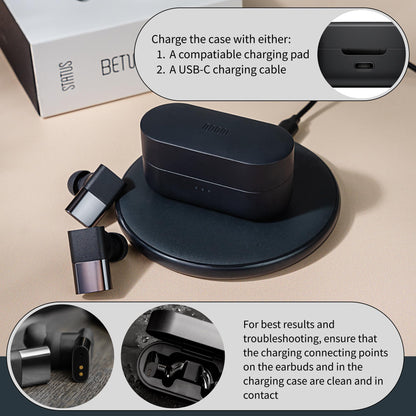 Status Between 3ANC Onyx True Active Noise Cancelling Wireless Earbuds - Black iPhone & Android ANC in Ear Buds, Charging Case, Built-in 6 Microphones, 8H Playtime, Bluetooth 5.2, IPX5 Waterproof