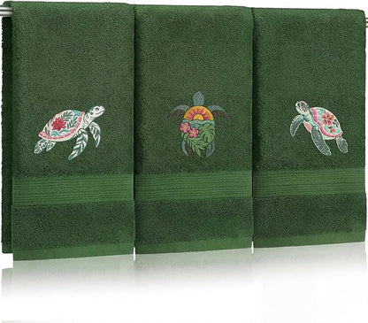 3 Pack Hibiscus Sea Turtle Beach Hand Towels