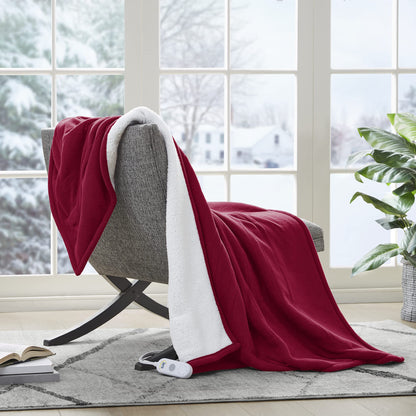Serta Heated Blanket - Reversible Fleece to Sherpa Electric Blanket, Fast Heating, Auto Shut Off Timer, Multi Heat Setting, ETL Certified, Machine Washable, Grey Full 84"x 77"