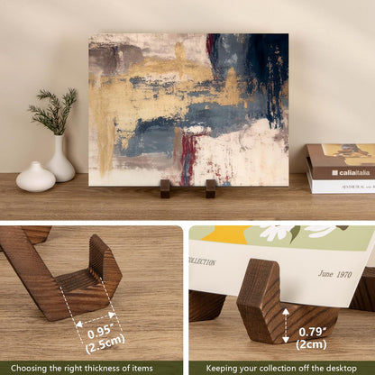 ANBOXIT Plate Display Stand, 3 Pack 6 Inch Plate Holder for Displaying, Decorative Picture Frame Dish Photo Plaque Platter Wood Stand