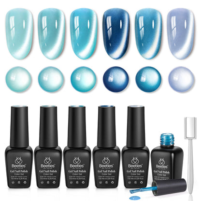 Beetles Halloween Gel Nail Polish Set – Wicked Mystic 8 Colors Gel Polish Kit, Gold Silver Black Green Blue Cat Eye Purple Red Glitter with Nail Art Accessories UV LED Soak Off Manicure Gift for Women