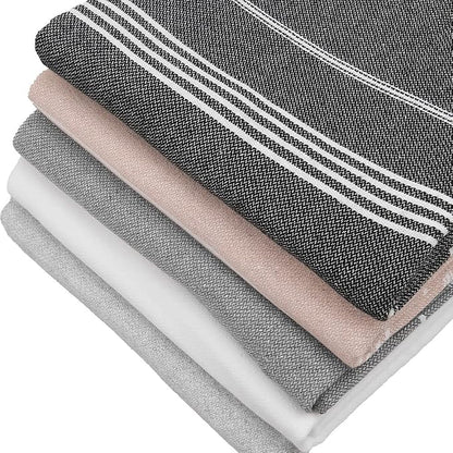 HAVLULAND Set of 5 Turkish Beach Towel Oversized 39x71 Turkish Bath Towels Highly Absorbent Quick Dry Extra Large Sand Free Beach Towels for Beach Pool Spa Gym Yoga Travel Camping Blanket