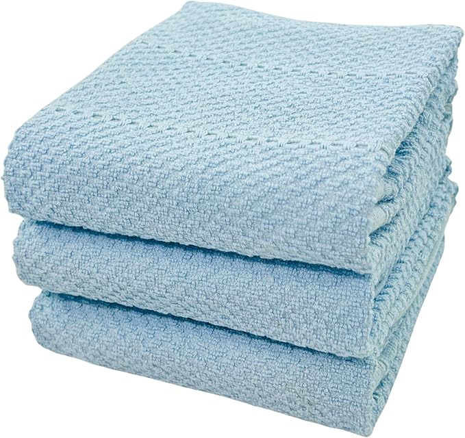 Serafina Home Coastal Sky Light Blue Kitchen Hand Dish Towels: Oversized 28" x