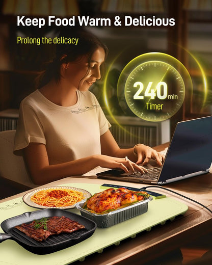 COLDFILL Warming Mat for Food - Electric Warming Tray with 8 Temperature Settings, Full-Surface Heat in 5s, 4 Hours Auto Shut-Off, for Parties, Buffet & Thawing