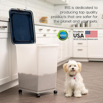 IRIS USA Dog Food Storage Container, Attachable Wheels,