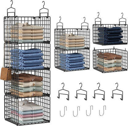 Hanging Closet Organizer, 4 Tier Metal Closet Organizers and Storage