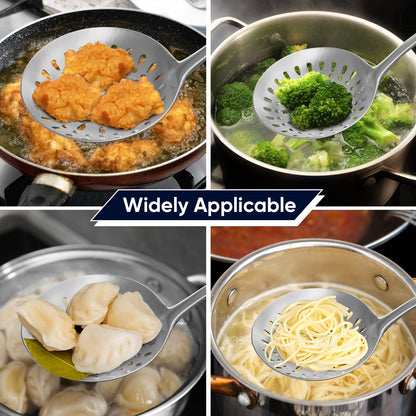5 Pcs Newness Cooking Utensils Set, 304 Stainless Steel Kitchen Utensils Set, Metal Kitchen Accessories, Include Soup Ladle, Slotted Skimmer Spoon, Spaghetti Spoon and Spatula, Dishwasher Safe