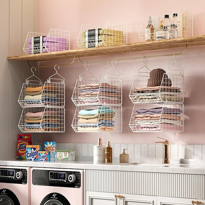 X-cosrack 6 Tier Closet Hanging Organizer, Clothes Hanging Shelves