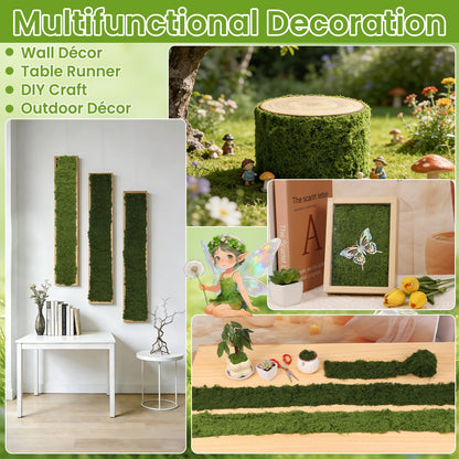 LifeisLuck Fake Moss Roll Table Runner, Artificial Moss Sheet 4’’Wx47’’L, Dark Green and Light Green Moss Mat for Table, Wedding, Christmas, Garden, Craft, Home Décor