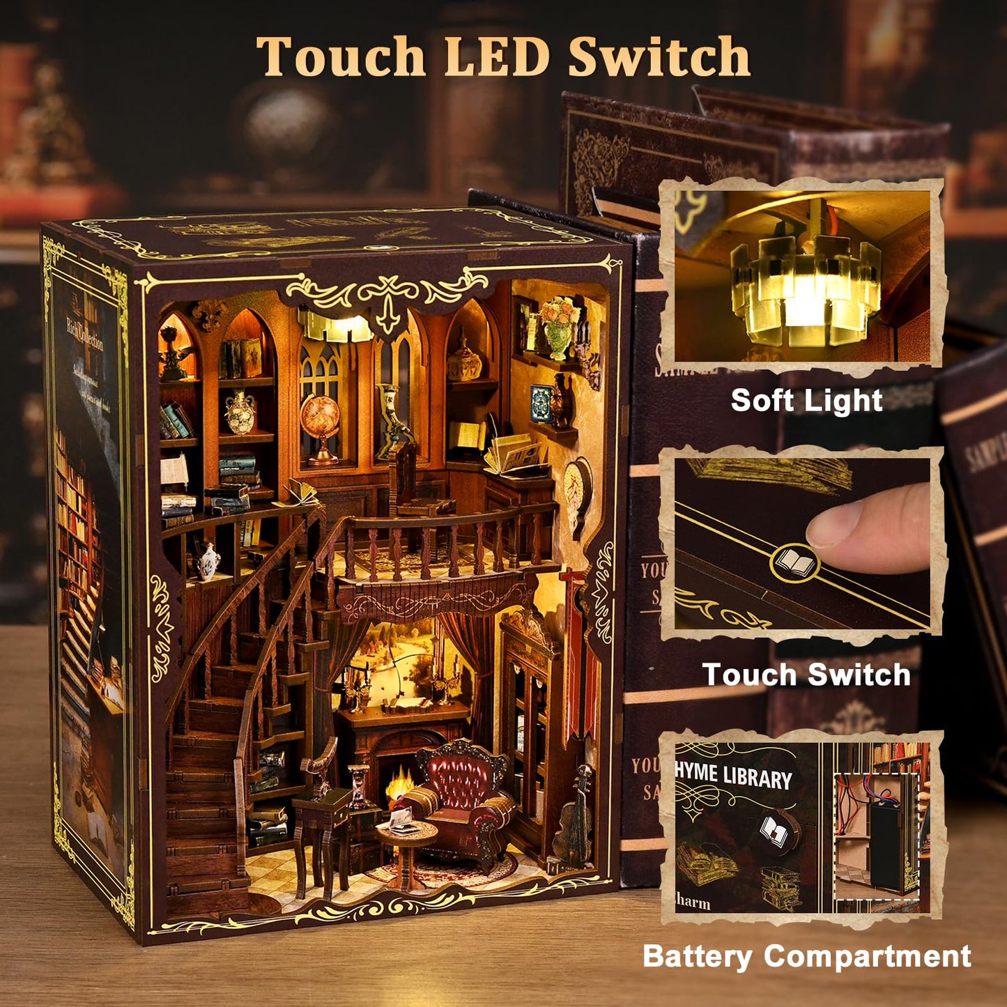 Hallisun DIY Miniature House Building Kits, Japanese Restaurant and Ancient Rhyme Library 3D Wooden Dollhouse Toys, Birthday Christmas Festival Gift for Teens Adults