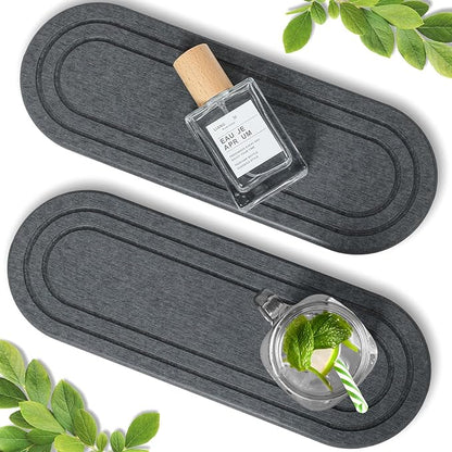 2PCS Water Absorbing Stone Tray, Fast Drying Diatomite Stone Sink Tray