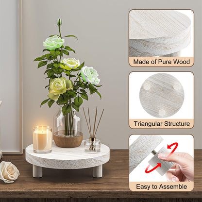 HAWHUV Wood Plant Stand Indoor Outdoor, 12/10/8/6" Round Wood Riser for Decor Wooden Stool Display Stand Flower Pot Holder Small Planter Tray Modern Potter Decorative for Desktop Counter Room