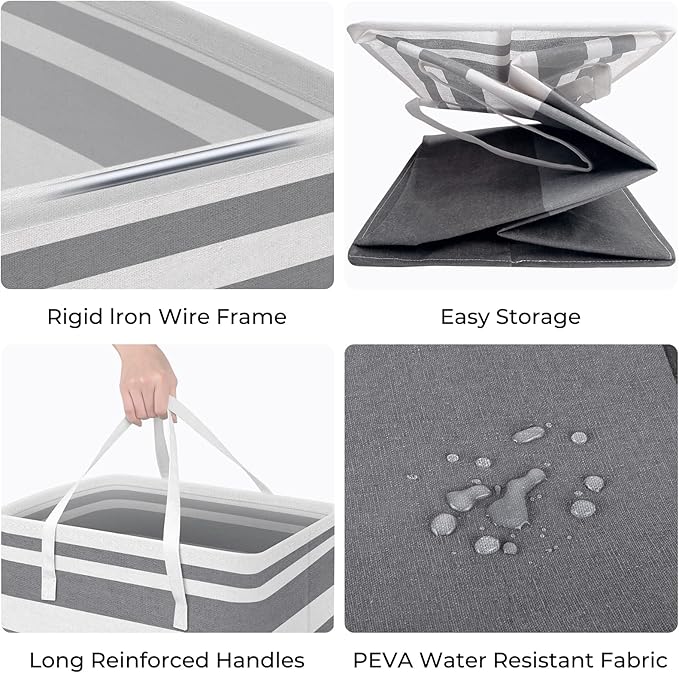 HomeHacks 4-Pack Large Laundry Basket, Waterproof, Freestanding Laundry Hamper