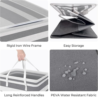HomeHacks 4-Pack Large Laundry Basket, Waterproof, Freestanding Laundry Hamper