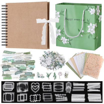 Wedding Guest Book Letters to The Bride Scrapbook, Wedding Planner Book and Organizer with DIY Blank Paper Photo Album and Flower Stickers, Decorative Paper, Slips, Photo Frames, Adhesive Strips