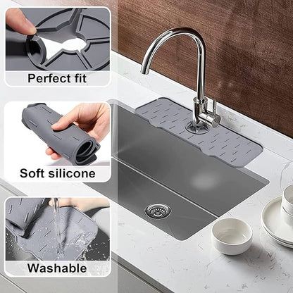 2Pcs Kitchen Sink Splash Guard, Silicone Faucet Mat Splash Guard
