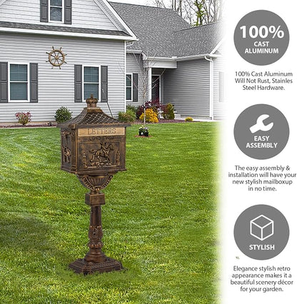 Polar Aurora Mailbox Cast Aluminum Bronze Mail Box Postal Box Security Heavy Duty New