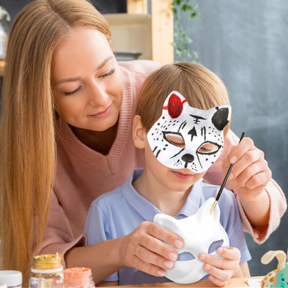 Giftota 47 Pcs DIY Therian Mask Kit for Boys Girls - 8 Blank Cat Mask with Super Soft Felt Fabric Sheet, Plush Faux Fur, Eye Mesh, Gem Sticker - DIY Fox Masks for Christmas Masquerade Cosplay Party