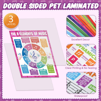 Chiisong 19 Pcs Music Classroom Decorations Music Posters Music Bulletin Board Set Musical Educational Posters Music Elements Bulletin Board Poster for Primary Middle High School Classroom Decorations