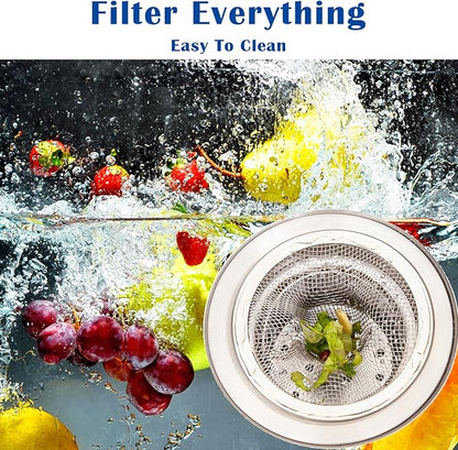 2 pcs Heavy Duty Stainless Steel Slop Basket Filter Trap, 2.75" Top / 1" Mesh