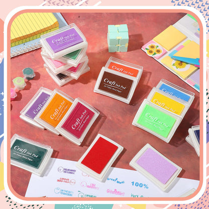 Jexine 40 Pcs Ink Pad for Stamps Colors Craft Finger Inks Pad Washable Stamp Pad for Rubber Stamps Kids DIY Paper Wood Fabric Scrapbooking Stamping Paint Gift