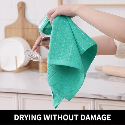 Homaxy 100% Cotton Terry Kitchen Towels, Checkered Designed, Soft and Super