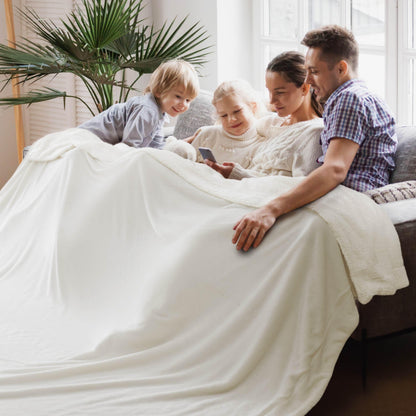 Bedsure GentleSoft Sherpa Fleece Blankets Queen Size for Bed - Thick and Warm, Soft Fuzzy Plush Queen Blanket for Winter, Grey, 90x90 Inches