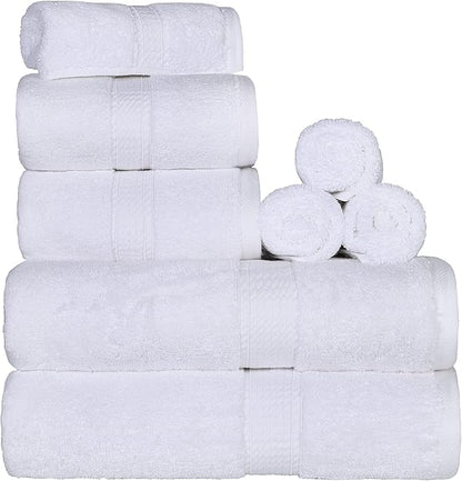 SUPERIOR Egyptian Cotton Pile 8 Piece Towel Set, Includes 2 Bath, 2 Hand