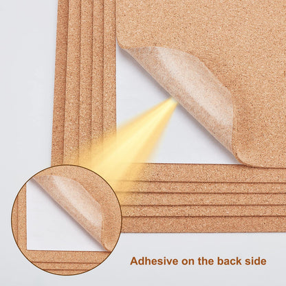 BENECREAT 6 Pack 15.7x7.8 Inch Back-Adhesive Cork Sheets (2mm Thick) Insulation Cork Backing Sheets for Coaster, Wall Decoration, Party and DIY Crafts Supplies