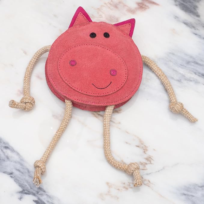 Fuzzl Eco Leather Pickles Pig Natural and Tough Dog Toys - Long Lasting Chew Toys for Aggressive Chewers - Strong Dog Toy for Dogs and Puppy