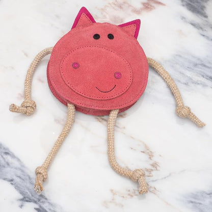 Fuzzl Eco Leather Pickles Pig Natural and Tough Dog Toys - Long Lasting Chew Toys for Aggressive Chewers - Strong Dog Toy for Dogs and Puppy