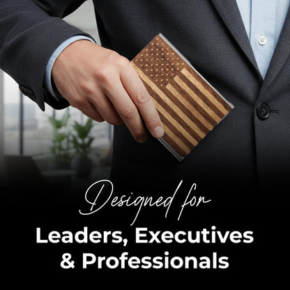 WUDN Handcrafted Wooden Business Card Holder Wallet For Men and Women | Holds Up to 20-25 B-Cards or 8-10 Credit Cards | Wood & Stainless Business Card Case with Buckle Closure, Made in Idaho, USA