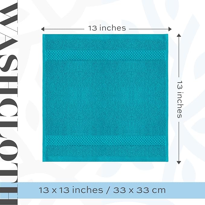 White Classic Luxury Cotton Washcloths 13x13 Inch