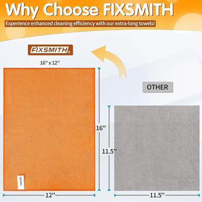 FIXSMITH Microfiber Cleaning Cloth -Pack of 24, Highly Absorbent Cleaning Rags