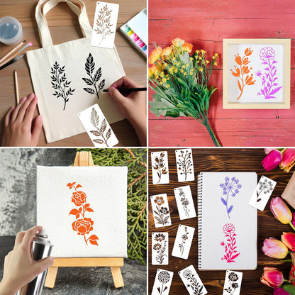 DZXCYZ 32 Pcs Wildflower Stencils for Painting on Wood, Reusable Flower Leaf Stencils Plastic DIY Craft Drawing Templates Set for Wall Paper Canvas Home Decor