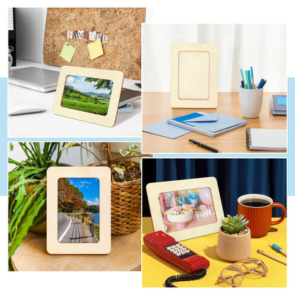 VOKOY 25 Pack Wooden Picture Frames for Crafts, 4" x 6" Photos DIY Wood Frames for Crafting,Unfinished Standing Photo Frames,DIY Frame Crafts Wood Decorate for Father's Day Birthday Party Gifts