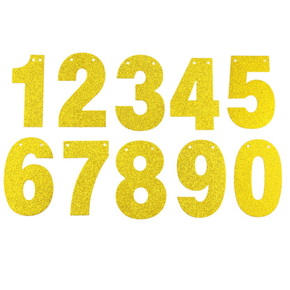 COLFULINE DIY Customizable Glitter Letter Banner Kit, 107 PCS Gold Letters and Numbers with Rope & Threading Tool, Reusable Glitter Cardstock Sign for Birthday, Wedding, Baby Shower Decoration