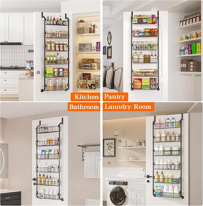 MIAOLI Over the Door Pantry Organizers and Storage, 6-Tier Spice Rack, Home &