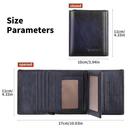 Trifold Wallets for Men Genuine Leather Large Capacity RFID Blocking, Includes Id Window and Credit Card Holder,Mens Wallets Leather