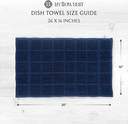 100% Cotton Terry Dish Towels for Kitchen, 4 Pack Plain, 16 x26 Inches